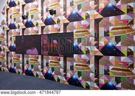 Venice, Italy - September 6, 2022: 59th Venice Art Biennale In Venice. Feeling Her Way By Artist Son