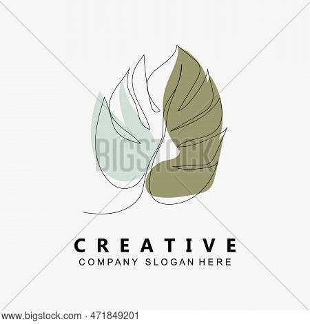 Leaf Background Logo Design, Vector Art Icons, In Pastel Colors