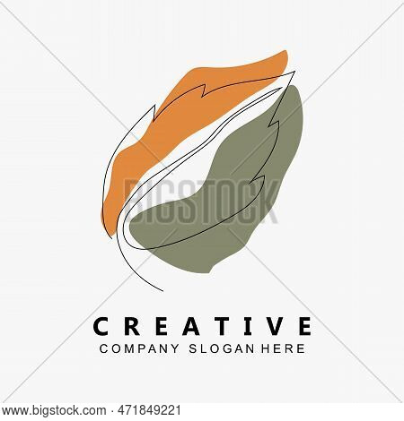 Leaf Background Logo Design, Vector Art Icons, In Pastel Colors