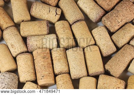 Abstract Background Of Wine Corks With Corks From Red Wine Bottles And Corks From White Wine Bottles