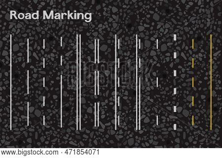 Horizontal Road Markings Set, Dividing Lines Vector Illustration.