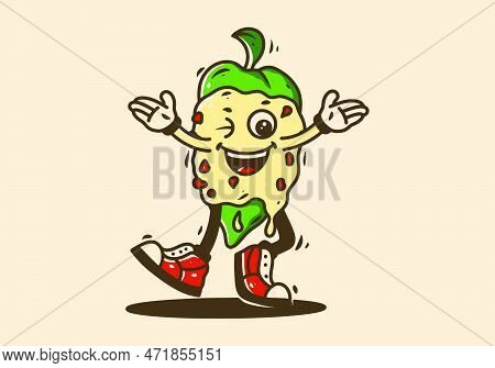 Mascot Character Design Of Walking Chiles En Nogada Wit Happy Face