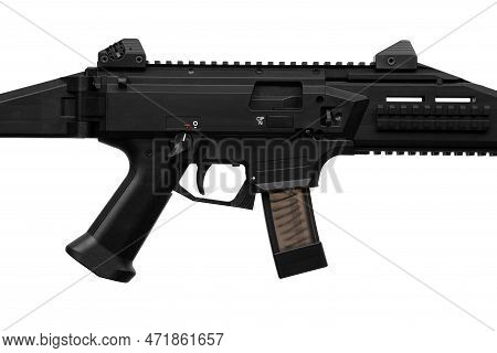 A Modern Automatic Carbine Chambered For 9mm Pistol Caliber. Weapons For The Police, Army And Specia