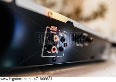 Paris, France - Mar 1, 2023: Ri Remonte Control Interface On A Vintage Hi-fi Radio Tuner By Onkyo Mo