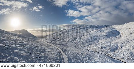 The Snow Covered Glenveagh Mountains And Glen In County Donegal - Republic Of Ireland