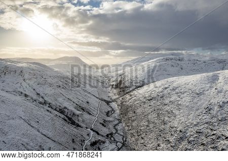 The Snow Covered Glenveagh Mountains And Glen In County Donegal - Republic Of Ireland