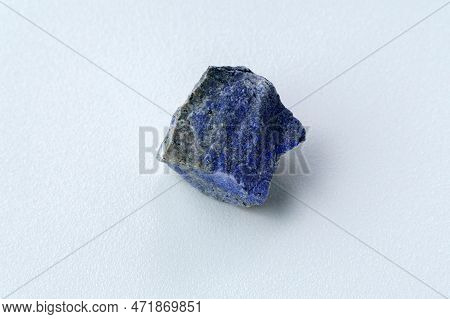 Geology Of Natural Healing Spirituality And Beauty. Untouched Jewels. Dumortierite Rock. White Backg