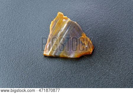 Agate Stone, Gemstone Precious Mineral, Protection Amulet. Black Background