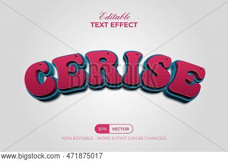 Cerise 3d Text Effect Curved Style. Editable Text Effect.