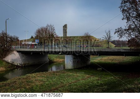 Wroclaw, Poland - February 26, 2023:the Monument Of Soldiers Of Polish Army On Oporow Hill. 
Bridge 