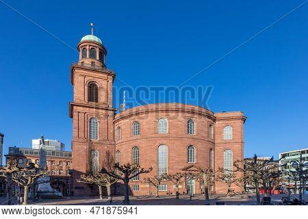 Scenic Morning View To Church Of St. Paul - German: Paulskirche - In Frankfurt, Germany