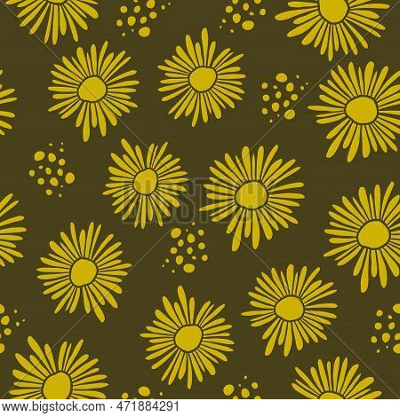 Chamomile Seamless Pattern Background. Seamless Floral Pattern.