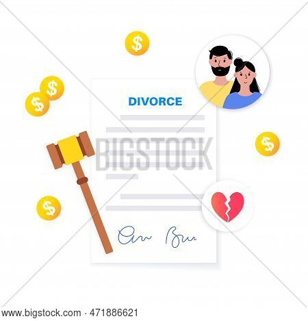 Divorce Certificate Concept. Terminating A Marriage Or Marital Union. Marriage Cancellation Document