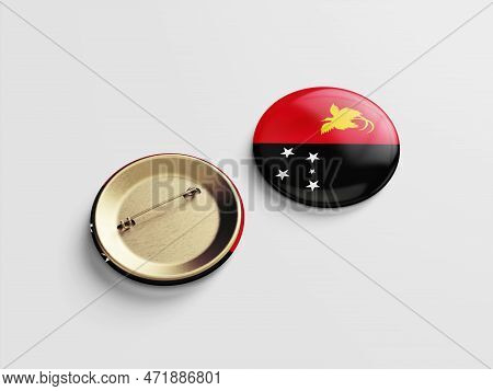 Papau New Guinea Pin Back Button Isolated On White Background