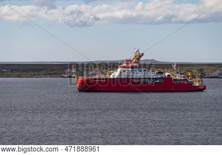 Port Stanley, Falkland Islands - 31 January 2023: Rrs Sir David Attenborough Advanced Polar Research