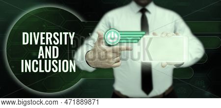 Conceptual Display Diversity And Inclusion. Business Approach Range Human Difference Includes Race E