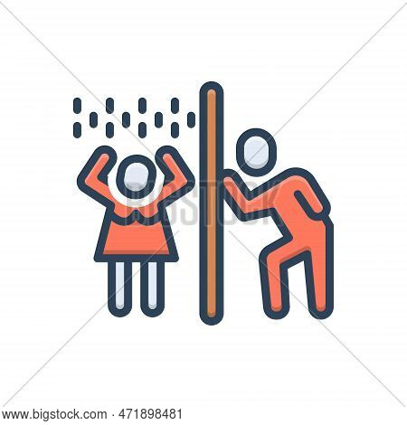 Color Illustration Icon For Voyeur  Privacy Bathing Looking Stalk Voyeurism Peeping-tom Peeping Peek