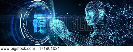 Machine Learning Artificial Intelligence Ai Concept. 3D Illustration