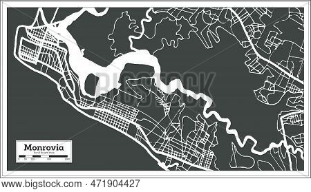 Monrovia Liberia City Map In Retro Style. Outline Map. Vector Illustration.