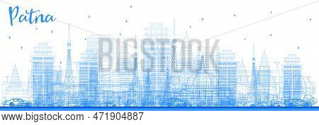 Outline Patna India City Skyline With Blue Buildings. Vector Illustration. Business Travel And Touri