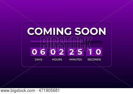 Coming Soon Text With Countdown Clock Vector