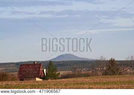 Lonely Cottage, Typical Czech Small Village House, Or A Weekend Holiday Home Located In Rural Landsc