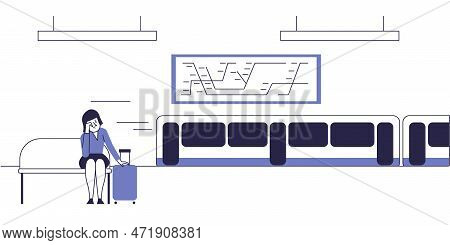 Frustrated Woman Missed The Subway Train.late For Transport.