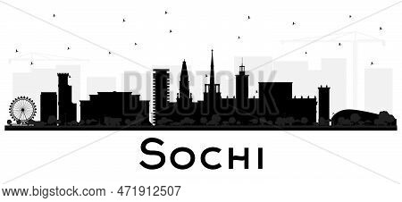 Sochi Russia City Skyline Silhouette With Black Buildings Isolated On White. Vector Illustration. Bu