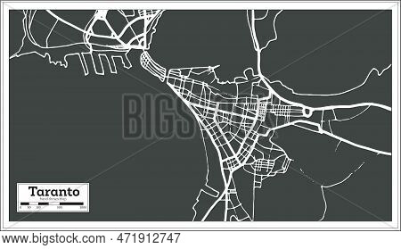 Taranto Italy City Map In Retro Style. Outline Map. Vector Illustration.
