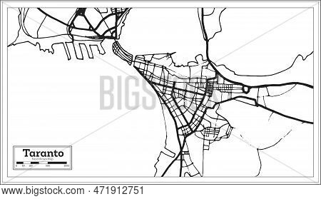 Taranto Italy City Map In Retro Style. Outline Map. Vector Illustration.