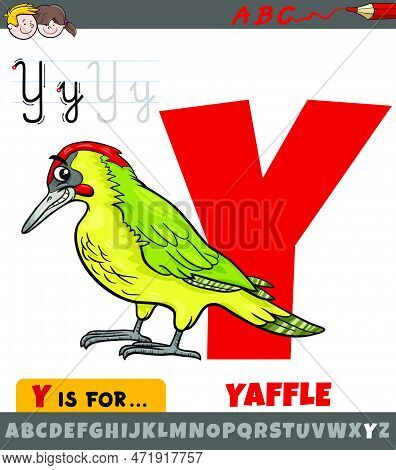 Educational Cartoon Illustration Of Letter Y From Alphabet With Yaffle Bird Animal Character