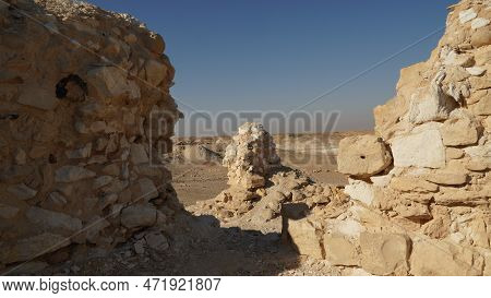 Remains Of Abandoned Nabateans City Nitzana At Negev Desert