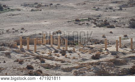 Remains Of A Byzantine Church At Nizana. Nabateans City At Negev Desert