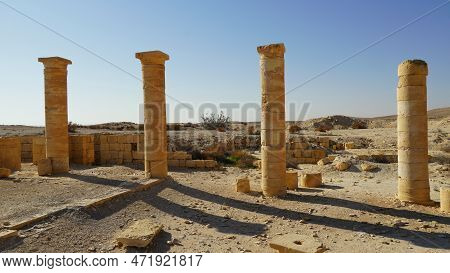 Remains Of A Byzantine Church At Nizana. Nabateans City At Negev Desert