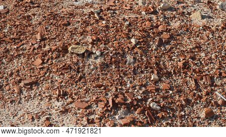 Pieces Of Broken Ceramic Left After Excavations