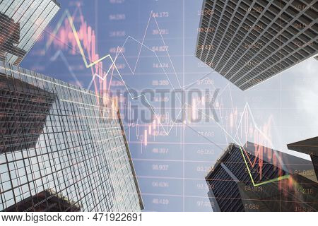 Real Estate Market Crash And Economy Crisis Concept With Falling Down Digital Financial Chart Candle