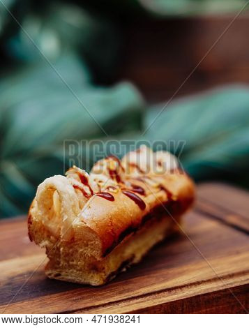 Typical Spanish Calamari Sandwich In Brioche Bread