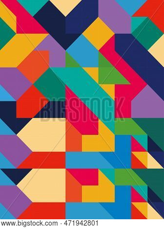 Seamless Pattern With Colorful Geometric Shapes. Abstract Backgrounds. Vector Illustration. Portrait