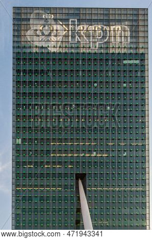 Rotterdam, The Netherlands - August 26, 2013: View Of Kpn Tower In Rotterdam, The Netherlands, Desig