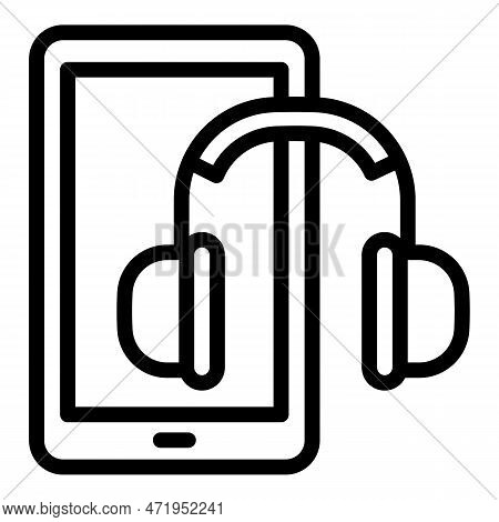 Interactive Learning Headphones Icon. Outline Interactive Learning Headphones Icon For Web Design Is