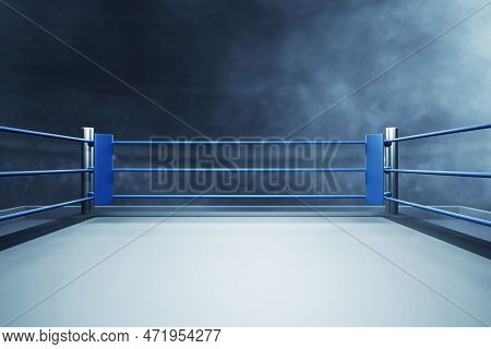 Professional Boxing Ring Background On 3d Illustration