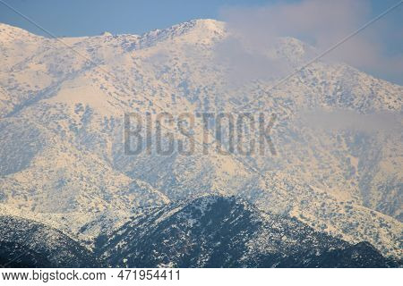Snow Covered Mountain Peaks Taken At Cucamonga Peak In The San Gabriel Mountains, Ca