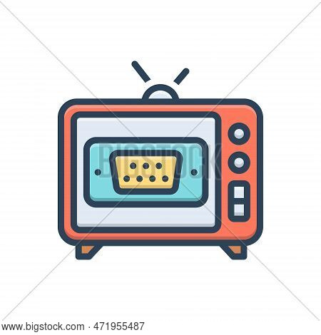 Color Illustration Icon For Serial Seriate Series Cinema Television Movie Video Screen Disk Episode 