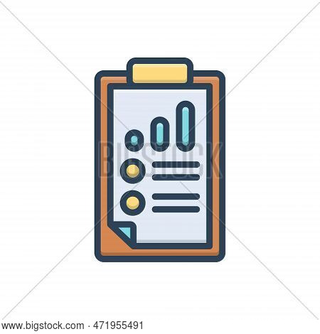 Color Illustration Icon For Results Outcome Upshot Consequence Document Report-card Report