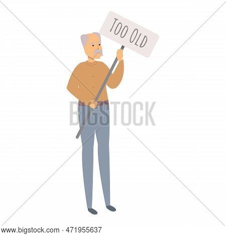 Ageism Protest Icon Cartoon . Age Discrimination. Social Equality