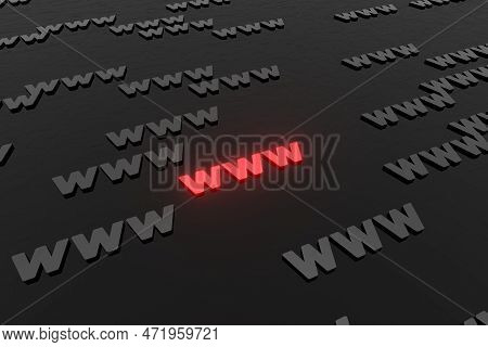 Www Symbols Sign On Black Background 3d Render. Hypertext Transfer Protocol Secure Web 3