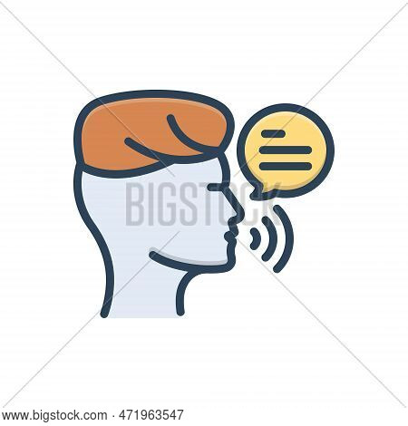 Color Illustration Icon For Spoken Verbal Vocal Nuncupative Chat Conversation Message