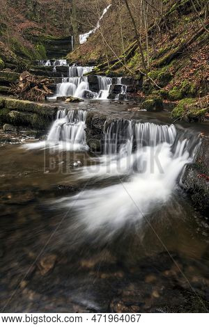 Beautiful Peaceful Landscape Image Of Scaleber Force Waterfall In Yorkshire Dales In England During 