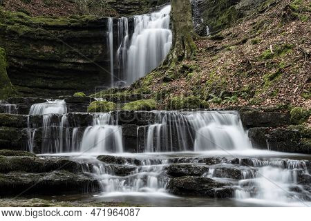 Beautiful Peaceful Landscape Image Of Scaleber Force Waterfall In Yorkshire Dales In England During 