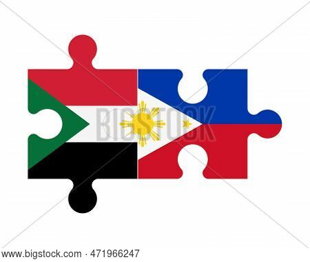 Connected Puzzle Of Flags Of Sudan And Philippines, Vector